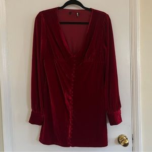 Lulu’s Velvet Long Sleeve Button Down Dress